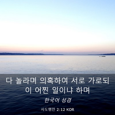 Picture 03 - 사도행전 2:12 KOR - 다 놀라며 의혹하여 서로 가로되 이 - Bible Verse Picture
