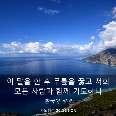 Picture 03 - 사도행전 20:36 KOR - 이 말을 한 후 무릎을 꿇고 저희 모든 - Bible Verse Picture