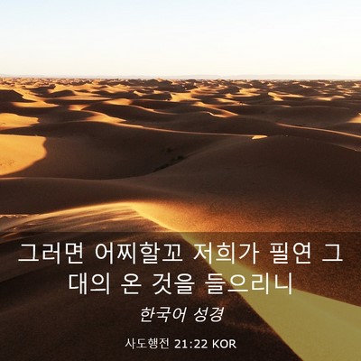Picture 03 - 사도행전 21:22 KOR - 그러면 어찌할꼬 저희가 필연 그대의 - Bible Verse Picture