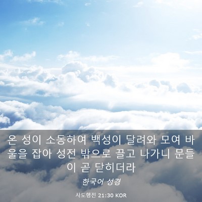 Picture 03 - 사도행전 21:30 KOR - 온 성이 소동하여 백성이 달려와 - Bible Verse Picture