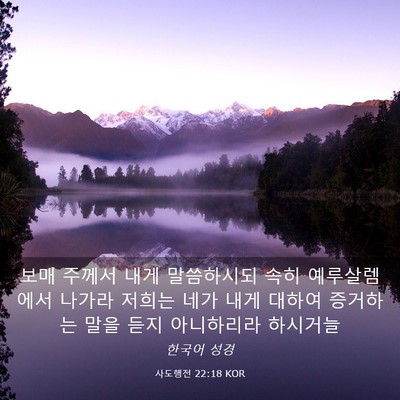 Picture 03 - 사도행전 22:18 KOR - 보매 주께서 내게 말씀하시되 속히 - Bible Verse Picture