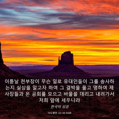 Picture 03 - 사도행전 22:30 KOR - 이튿날 천부장이 무슨 일로 - Bible Verse Picture