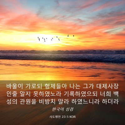 Picture 03 - 사도행전 23:5 KOR - 바울이 가로되 형제들아 나는 그가 - Bible Verse Picture