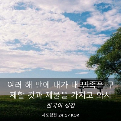 Picture 03 - 사도행전 24:17 KOR - 여러 해 만에 내가 내 민족을 구제할 - Bible Verse Picture