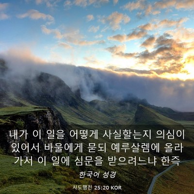 Picture 03 - 사도행전 25:20 KOR - 내가 이 일을 어떻게 사실할는지 - Bible Verse Picture
