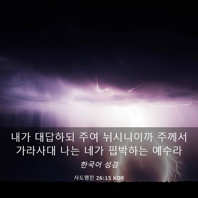 Picture 03 - 사도행전 26:15 KOR - 내가 대답하되 주여 뉘시니이까 - Bible Verse Picture