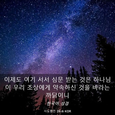 Picture 03 - 사도행전 26:6 KOR - 이제도 여기 서서 심문 받는 것은 - Bible Verse Picture