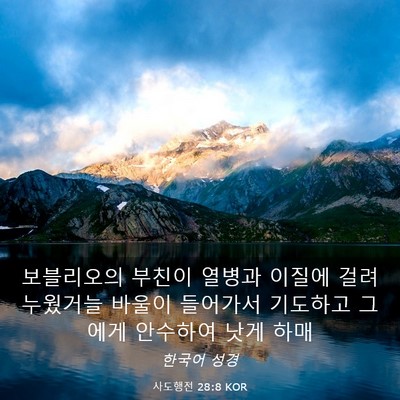 Picture 03 - 사도행전 28:8 KOR - 보블리오의 부친이 열병과 이질에 - Bible Verse Picture