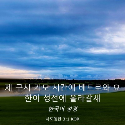 Picture 03 - 사도행전 3:1 KOR - 제 구시 기도 시간에 베드로와 - Bible Verse Picture
