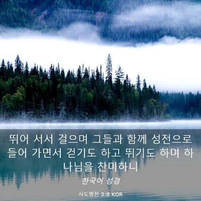 Picture 03 - 사도행전 3:8 KOR - 뛰어 서서 걸으며 그들과 함께 - Bible Verse Picture