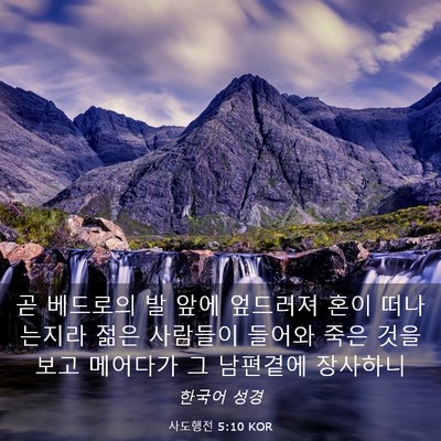 Picture 03 - 사도행전 5:10 KOR - 곧 베드로의 발 앞에 엎드러져 혼이 - Bible Verse Picture