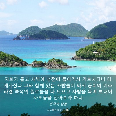 Picture 03 - 사도행전 5:21 KOR - 저희가 듣고 새벽에 성전에 들어가서 - Bible Verse Picture
