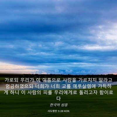 Picture 03 - 사도행전 5:28 KOR - 가로되 우리가 이 이름으로 사람을 - Bible Verse Picture