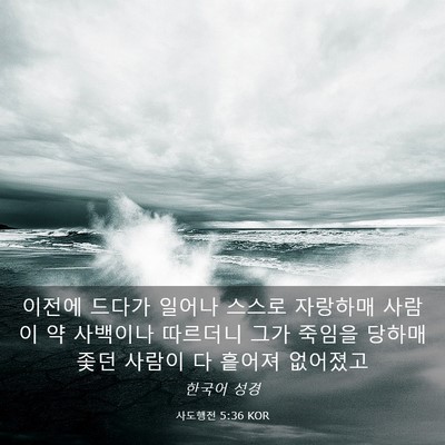Picture 03 - 사도행전 5:36 KOR - 이전에 드다가 일어나 스스로 - Bible Verse Picture
