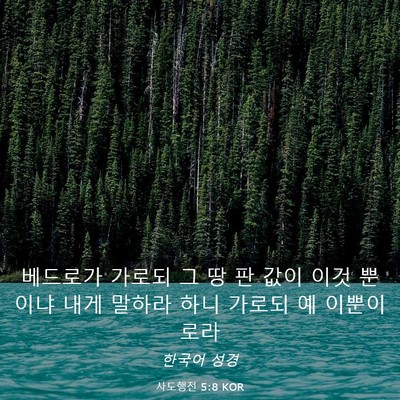 Picture 03 - 사도행전 5:8 KOR - 베드로가 가로되 그 땅 판 값이 이것 - Bible Verse Picture