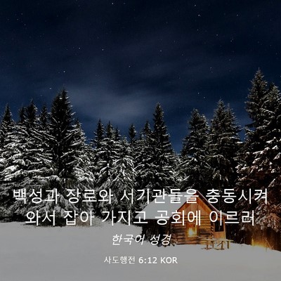 Picture 03 - 사도행전 6:12 KOR - 백성과 장로와 서기관들을 충동시켜 - Bible Verse Picture