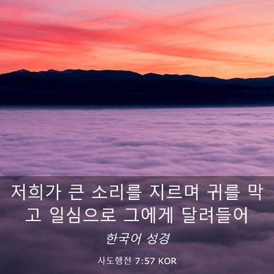 Picture 03 - 사도행전 7:57 KOR - 저희가 큰 소리를 지르며 귀를 막고 - Bible Verse Picture