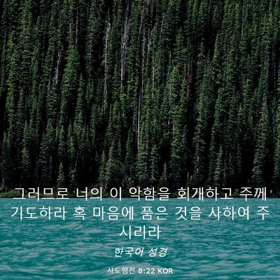 Picture 03 - 사도행전 8:22 KOR - 그러므로 너의 이 악함을 회개하고 - Bible Verse Picture