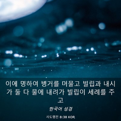 Picture 03 - 사도행전 8:38 KOR - 이에 명하여 병거를 머물고 빌립과 - Bible Verse Picture