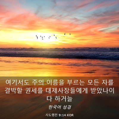 Picture 03 - 사도행전 9:14 KOR - 여기서도 주의 이름을 부르는 모든 - Bible Verse Picture
