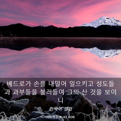 Picture 03 - 사도행전 9:41 KOR - 베드로가 손을 내밀어 일으키고 - Bible Verse Picture