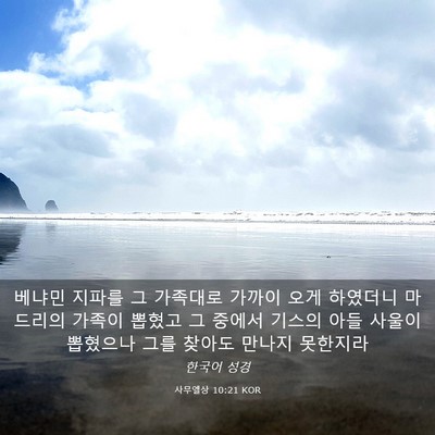 Picture 03 - 사무엘상 10:21 KOR - 베냐민 지파를 그 가족대로 가까이 - Bible Verse Picture