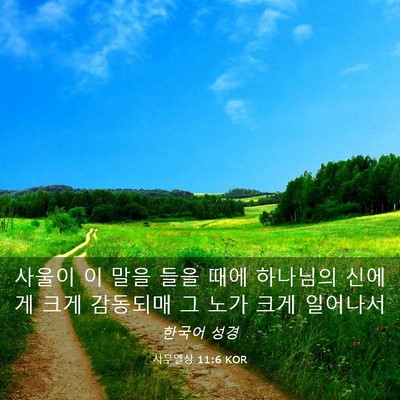 Picture 03 - 사무엘상 11:6 KOR - 사울이 이 말을 들을 때에 하나님의 - Bible Verse Picture