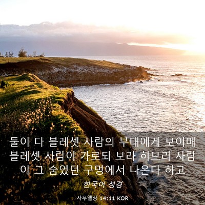 Picture 03 - 사무엘상 14:11 KOR - 둘이 다 블레셋 사람의 부대에게 - Bible Verse Picture