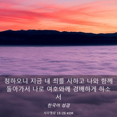 Picture 03 - 사무엘상 15:25 KOR - 청하오니 지금 내 죄를 사하고 나와 - Bible Verse Picture