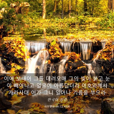 Picture 03 - 사무엘상 16:12 KOR - 이에 보내어 그를 데려오매 그의 - Bible Verse Picture