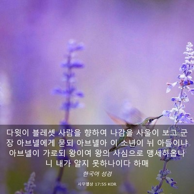Picture 03 - 사무엘상 17:55 KOR - 다윗이 블레셋 사람을 향하여 나감을 - Bible Verse Picture