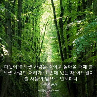 Picture 03 - 사무엘상 17:57 KOR - 다윗이 블레셋 사람을 죽이고 돌아올 - Bible Verse Picture
