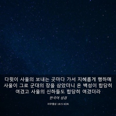 Picture 03 - 사무엘상 18:5 KOR - 다윗이 사울의 보내는 곳마다 가서 - Bible Verse Picture
