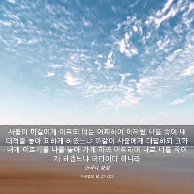 Picture 03 - 사무엘상 19:17 KOR - 사울이 미갈에게 이르되 너는 - Bible Verse Picture