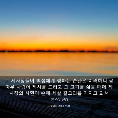 Picture 03 - 사무엘상 2:13 KOR - 그 제사장들이 백성에게 행하는 - Bible Verse Picture