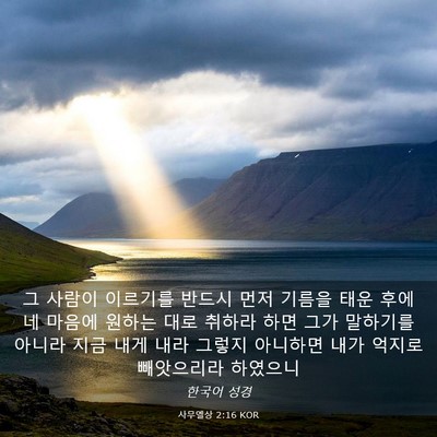 Picture 03 - 사무엘상 2:16 KOR - 그 사람이 이르기를 반드시 먼저 - Bible Verse Picture