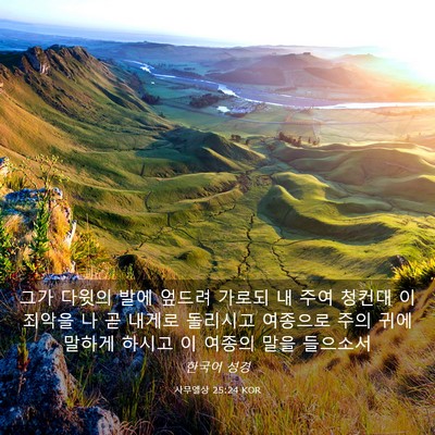 Picture 03 - 사무엘상 25:24 KOR - 그가 다윗의 발에 엎드려 가로되 내 - Bible Verse Picture