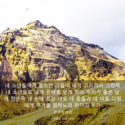 Picture 03 - 사무엘상 25:8 KOR - 네 소년들에게 물으면 그들이 네게 - Bible Verse Picture