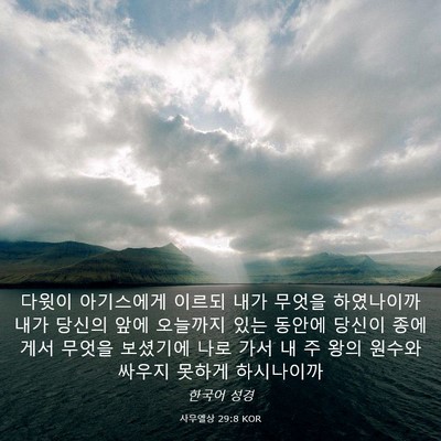Picture 03 - 사무엘상 29:8 KOR - 다윗이 아기스에게 이르되 내가 - Bible Verse Picture