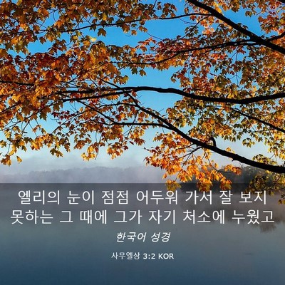 Picture 03 - 사무엘상 3:2 KOR - 엘리의 눈이 점점 어두워 가서 잘 - Bible Verse Picture