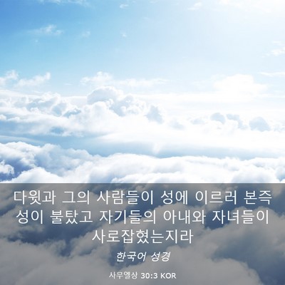 Picture 03 - 사무엘상 30:3 KOR - 다윗과 그의 사람들이 성에 이르러 - Bible Verse Picture