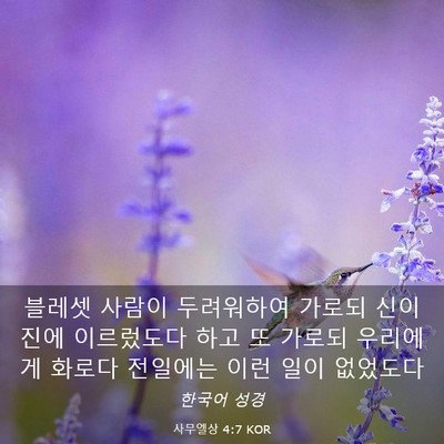 Picture 03 - 사무엘상 4:7 KOR - 블레셋 사람이 두려워하여 가로되 - Bible Verse Picture