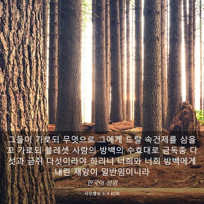 Picture 03 - 사무엘상 6:4 KOR - 그들이 가로되 무엇으로 그에게 드릴 - Bible Verse Picture
