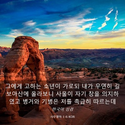 Picture 03 - 사무엘하 1:6 KOR - 그에게 고하는 소년이 가로되 내가 - Bible Verse Picture
