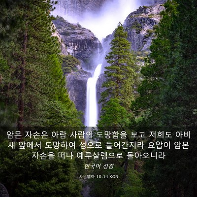 Picture 03 - 사무엘하 10:14 KOR - 암몬 자손은 아람 사람의 도망함을 - Bible Verse Picture