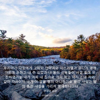 Picture 03 - 사무엘하 11:11 KOR - 우리아가 다윗에게 고하되 언약궤와 - Bible Verse Picture