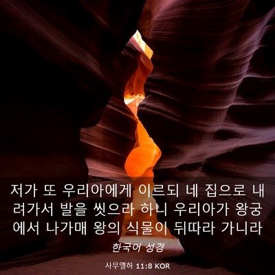 Picture 03 - 사무엘하 11:8 KOR - 저가 또 우리아에게 이르되 네 - Bible Verse Picture