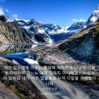 Picture 03 - 사무엘하 13:4 KOR - 저가 암논에게 이르되 왕자여 - Bible Verse Picture