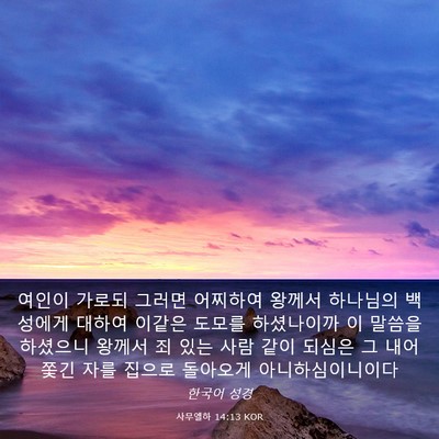 Picture 03 - 사무엘하 14:13 KOR - 여인이 가로되 그러면 어찌하여 - Bible Verse Picture