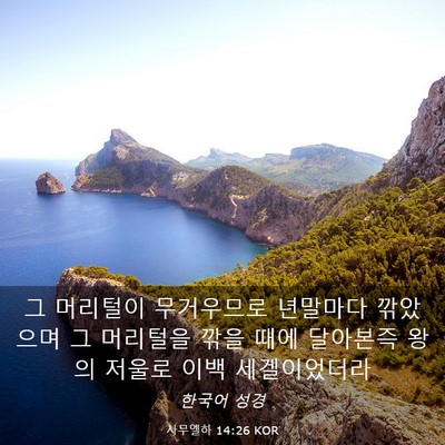 Picture 03 - 사무엘하 14:26 KOR - 그 머리털이 무거우므로 년말마다 - Bible Verse Picture